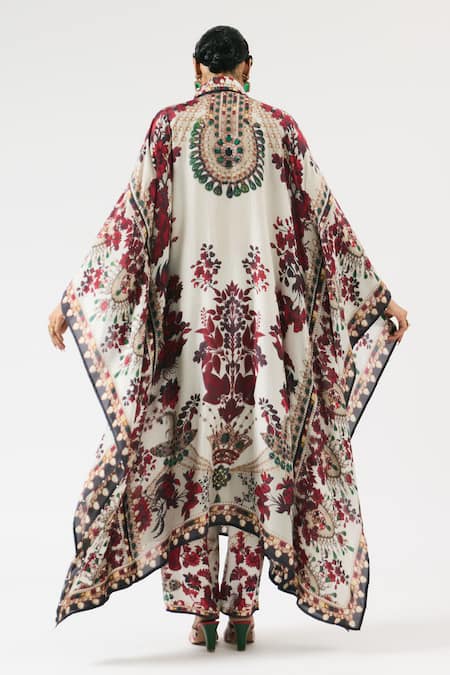 Rajdeep Ranawat Sharifa Flower Ornamental Print Shirt Kaftan With Pant 