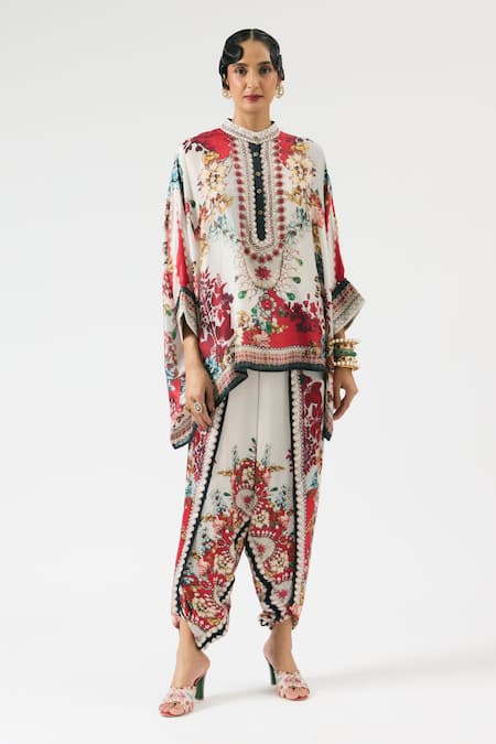 Rajdeep Ranawat Chanel Sonth Ornamental Floral Print Tunic With Dhoti Pant 