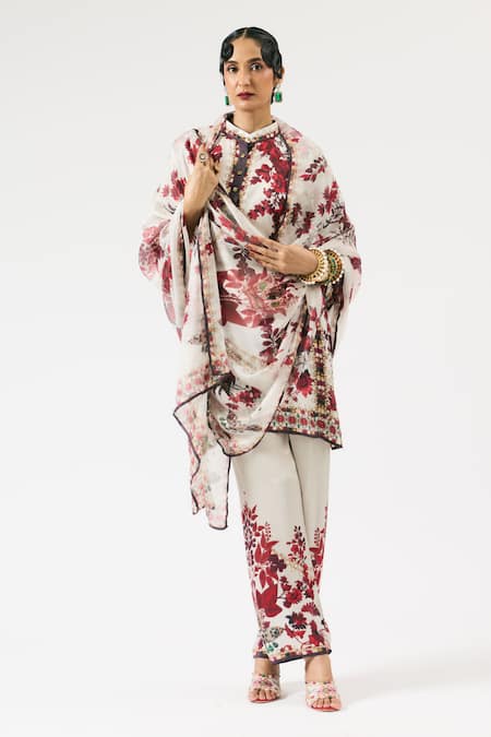 Rajdeep Ranawat Ghazala Flower Print Short Kurta With Pant 