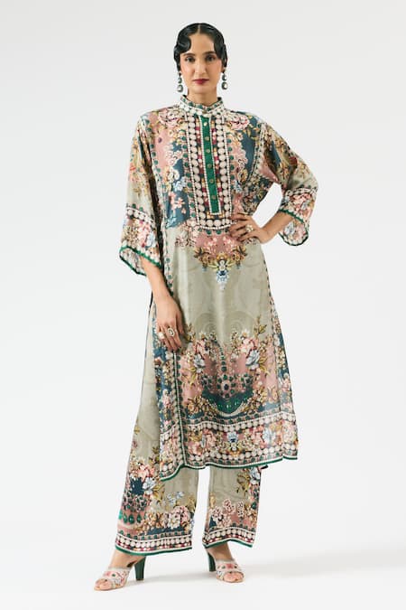 Rajdeep Ranawat Ghazala Flower Print Tunic With Pant 