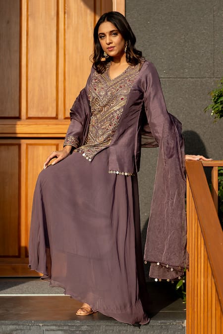 Sugandh Gupta Gul Embroidered Kurti Sharara Set 