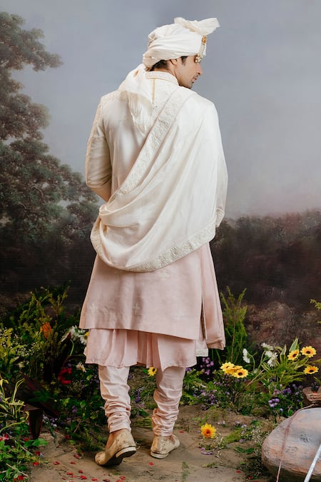 Shop Yajy By Aditya Jain Pink Bamboo, Silk Embroidery Vishrava Ombre Sherwani Set at Aza Fashions Shop_Yajy By Aditya Jain_Pink Bamboo, Silk Embroidery Vishrava Ombre Sherwani Set _at_Aza_Fashions