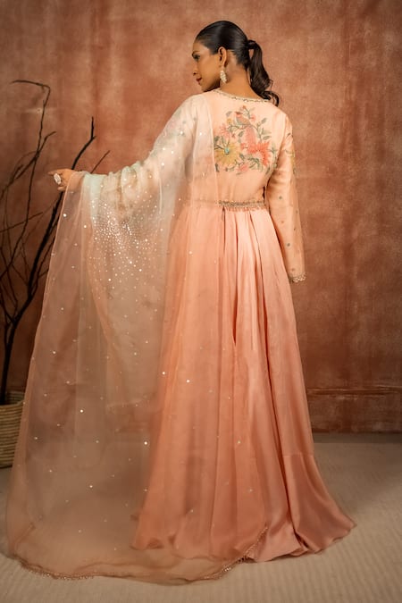 Shreeka Dabka Embroidered Slit Anarkali Pant Set 