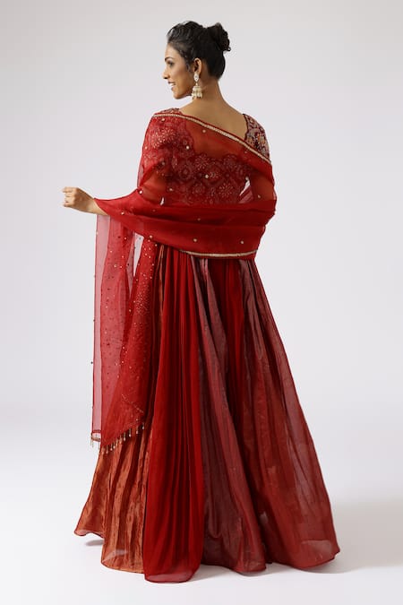 Shreeka Floral Vine Dabka Embroidered Gradient Anarkali Sharara Set 