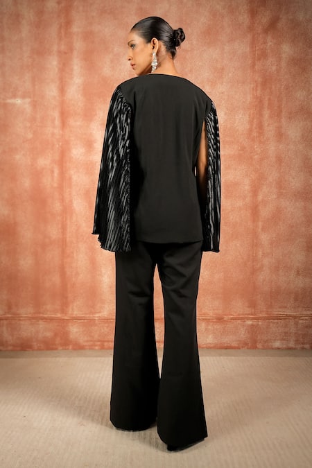 Shreeka Lotus Applique Embellished Jacket With Boot-Cut Pant 