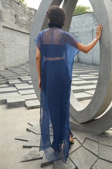 Shreeka Floral Dabka Embroidered Cape Draped Skirt Set 