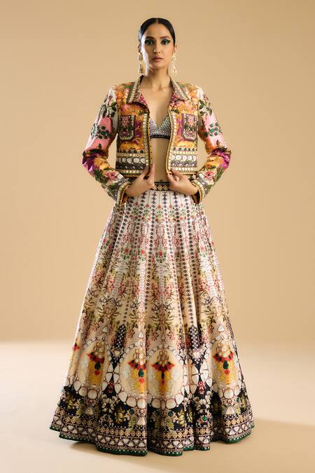 Rajdeep Ranawat Multi Color Polyester Beads, Embroidery Collared Inika Jacket at Aza Fashions Rajdeep Ranawat_Multi Color Polyester Beads, Embroidery Collared Inika Jacket _at_Aza_Fashions