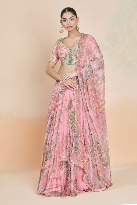 Mahima Mahajan Tropical Print & Embroidered Lehenga Set 