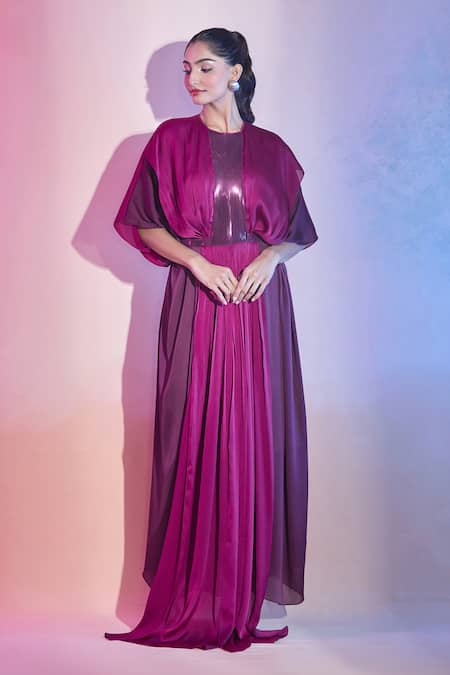 Amit Aggarwal Front Pleated Kaftan Dress 