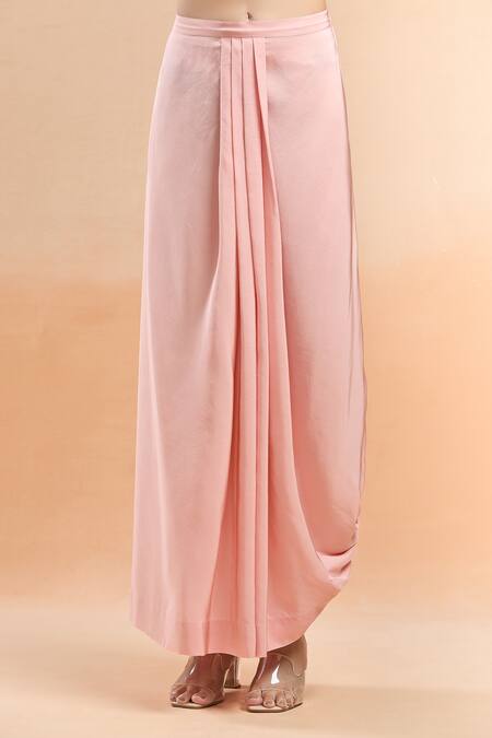 Buy Anamika Khanna Pink Beads V-neck Embellished Kurta And Draped Skirt Set Buy_Anamika Khanna_Pink Beads V-neck Embellished Kurta And Draped Skirt Set