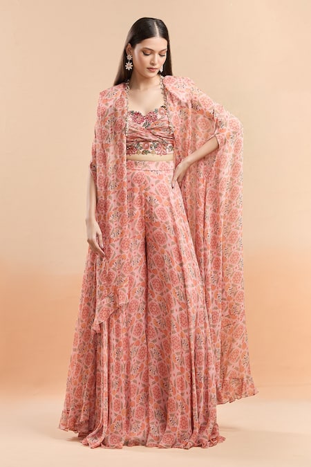 Ridhi Mehra Floral Print Cape & Sharara Set 