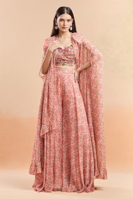 Ridhi Mehra Floral Print Cape & Sharara Set 