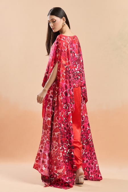Shop Saaksha & Kinni Multi Color Floral Bloom Cape And Draped Skirt Set at Aza Fashions Shop_Saaksha & Kinni_Multi Color Floral Bloom Cape And Draped Skirt Set _at_Aza_Fashions