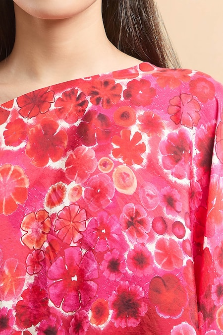 Saaksha & Kinni Multi Color Floral Bloom Cape And Draped Skirt Set Online at Aza Fashions Saaksha & Kinni_Multi Color Floral Bloom Cape And Draped Skirt Set _Online_at_Aza_Fashions