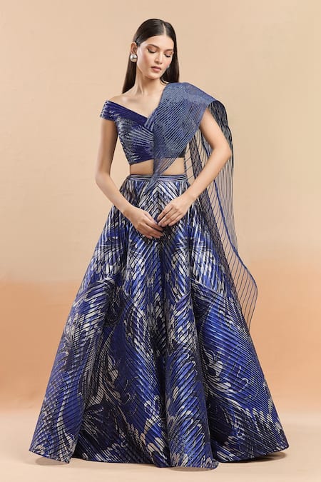 Amit Aggarwal Metallic Polymer Embellished Lehenga Set 