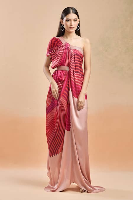 Amit Aggarwal Printed Draped Dress 