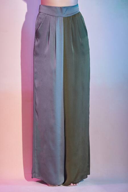 Amit Aggarwal_Multi Color Silk Block Cape And Pant Set _Online_at_Aza_Fashions