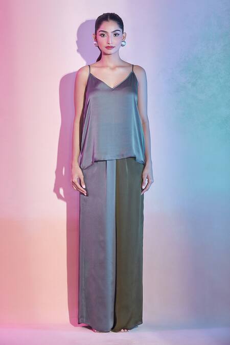 Buy_Amit Aggarwal_Multi Color Silk Block Cape And Pant Set 