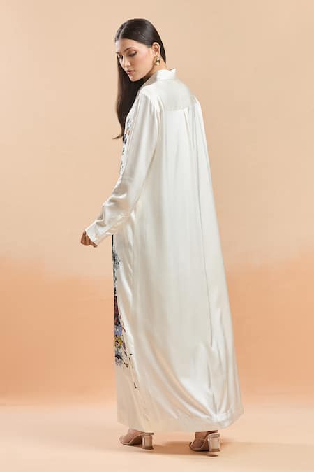 Shop AK-OK Ivory Scoop Neck, Collared Longline Printed Jacket And Sleeveless Dress at Aza Fashions Shop_AK-OK_Ivory Scoop Neck, Collared Longline Printed Jacket And Sleeveless Dress _at_Aza_Fashions