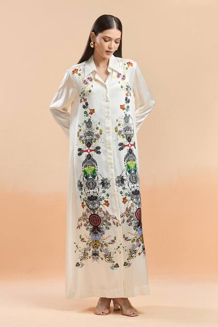 Shop AK-OK Ivory Scoop Neck, Collared Longline Printed Jacket And Sleeveless Dress Online at Aza Fashions Shop_AK-OK_Ivory Scoop Neck, Collared Longline Printed Jacket And Sleeveless Dress _Online_at_Aza_Fashions