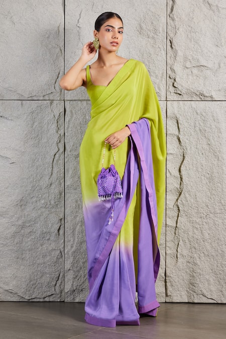 KIRAN KALSI Ombre Crepe Saree With Blouse 