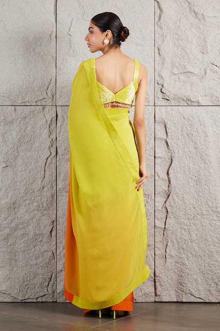 Kiran Kalsi Ombre Shaded Saree & Embroidered Blouse 