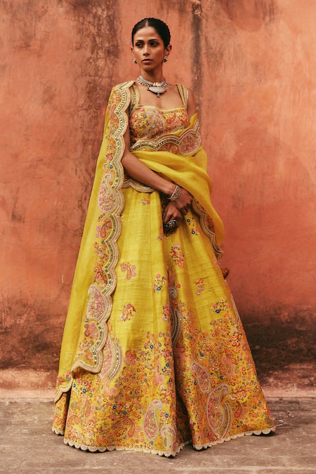 Petticoat Lane by Divya Jamevar Paisley Vine Embroidered Lehenga Set 