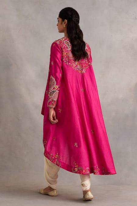 Petticoat Lane By Divya Embroidered High-Low Jacket Dhoti Set 