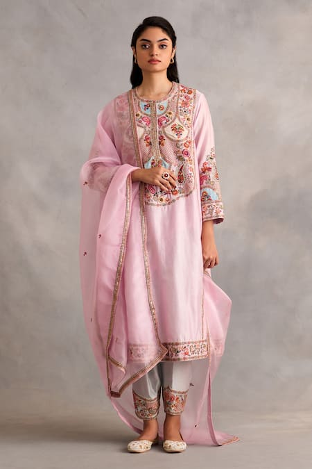 Petticoat Lane by Divya Paisley Floral Embroidered Patchwork Kurta Pant Set 