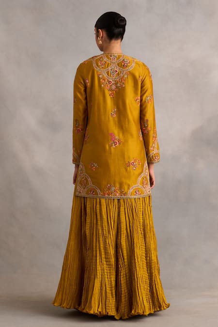 Petticoat Lane By Divya Embroidered Kurta Set With Crushed Sharara 
