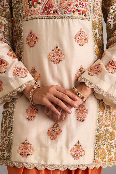 Buy Petticoat Lane By Divya Ivory Chanderi Beads, Embroidery Open Neck Paisley Kurta Set Online at Aza Fashions Buy_Petticoat Lane By Divya_Ivory Chanderi Beads, Embroidery Open Neck Paisley Kurta Set _Online_at_Aza_Fashions