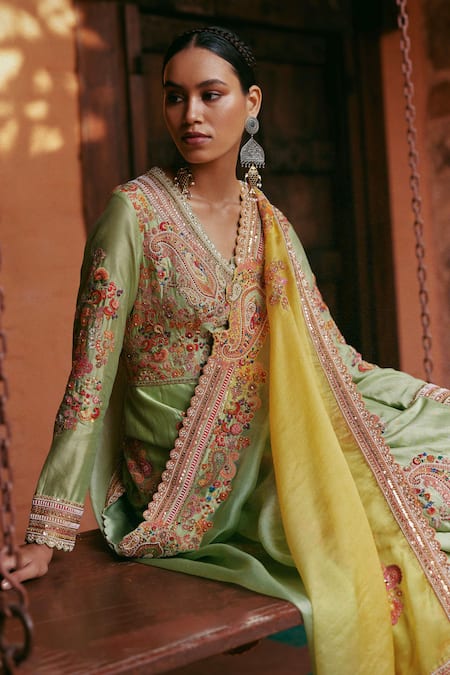 Petticoat Lane By Divya Paisley Floral Embroidered Anarkali Set 