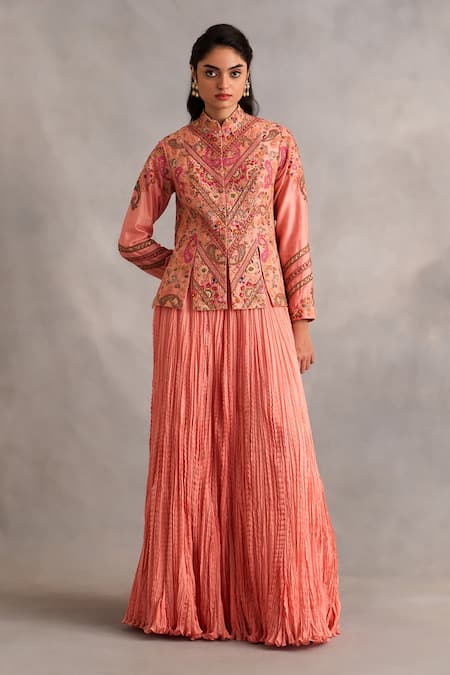 Petticoat Lane by Divya Paisley Embroidered Jacket With Skirt 