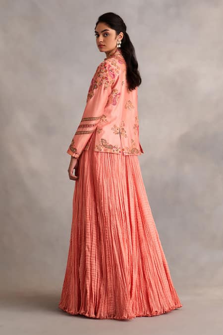 Petticoat Lane By Divya Paisley Embroidered Jacket & Crushed Skirt Set 