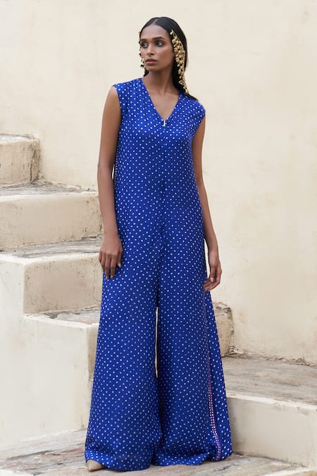 Pink City by Sarika Bandhani Pattern & Hand Embroidered Jumpsuit 