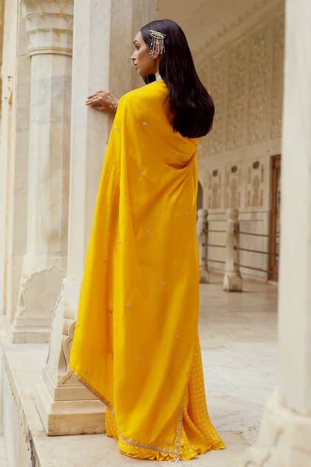 Pink City By Sarika Sunflower Embroidered Kurta Sharara Set 