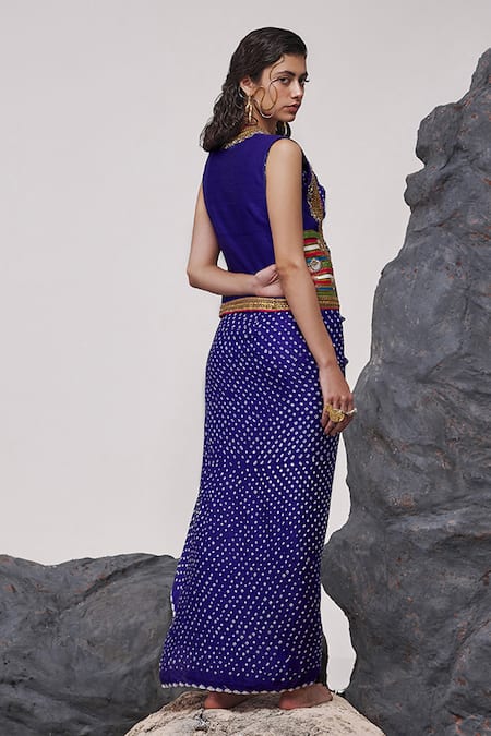 Tisha Saksena Devnaagri Zardozi Embroidered Gilet With Bandhini Dress 