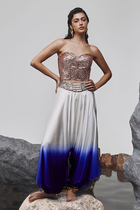 Tisha Saksena Eliya Ombre Harem Pant With Embellished Corset 