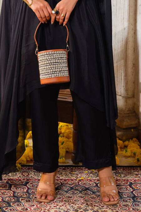Buy Anu Pellakuru Black Crepe, Chiffon, Silk And Glass Bead Embroidered Kaftan Tunic Pant Set Online at Aza Fashions Buy_Anu Pellakuru_Black Crepe, Chiffon, Silk And Glass Bead Embroidered Kaftan Tunic Pant Set _Online_at_Aza_Fashions