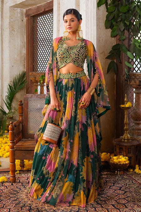 Anu Pellakuru Floral Print Embroidered Lehenga Set 