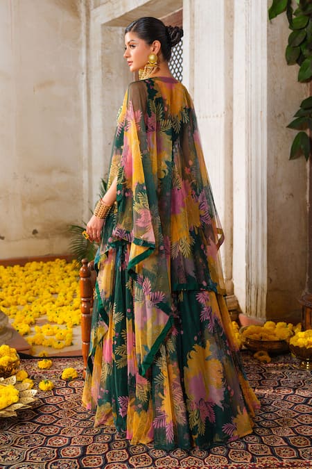 Anu Pellakuru Floral Print Embroidered Lehenga Set 