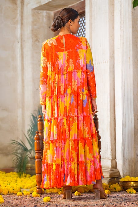 Anu Pellakuru Floral Print Embroidered Gown 