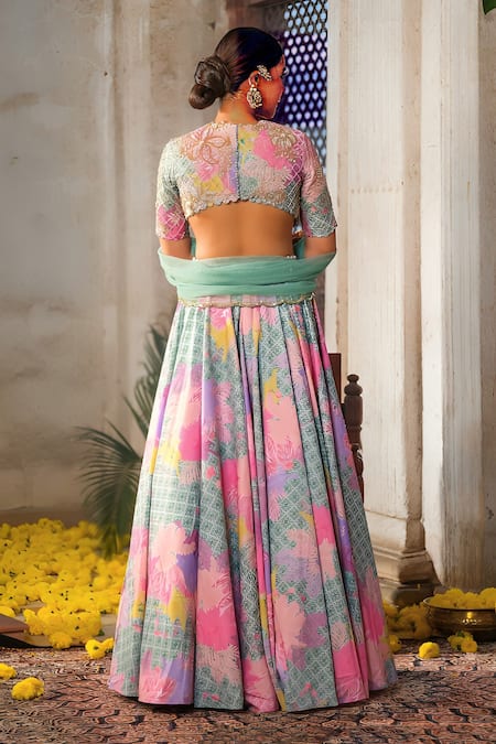 Anu Pellakuru Floral Print Embroidered Lehenga Set 