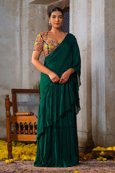 Anu Pellakuru Pre-Draped Lehenga Saree With Blouse 