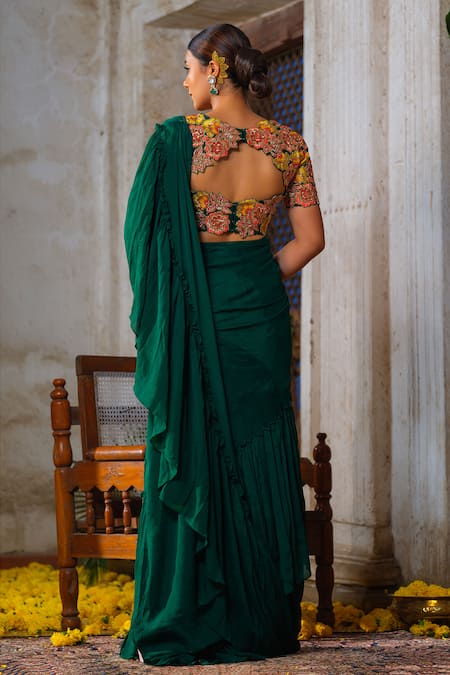 Anu Pellakuru Pre-Draped Lehenga Saree With Blouse 