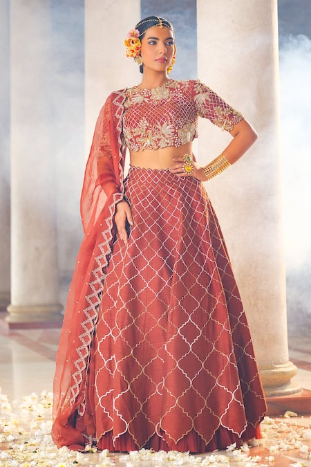 Anu Pellakuru Mughal Jaal Embroidered Lehenga Set 