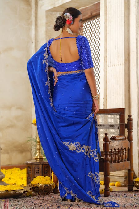 Anu Pellakuru Bloom Vine Embroidered Saree Set 