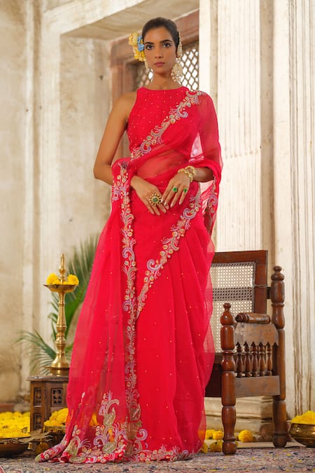 Anu Pellakuru Ambrosia Vine Embroidered Saree Set 