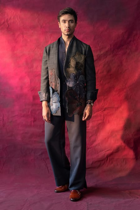 Jatin Malik La Fleur Hand Embroidered Blazer With Trouser 