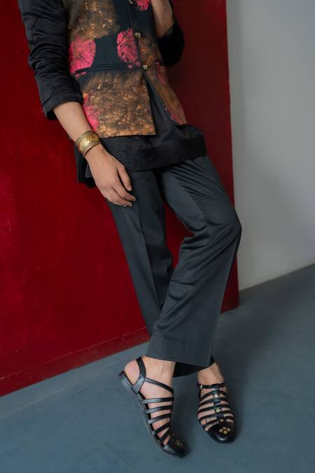 Buy_Jatin Malik_Black Modal, Rayon Beads, Embroidery Hand Painted Nehru Jacket Set _Online_at_Aza_Fashions